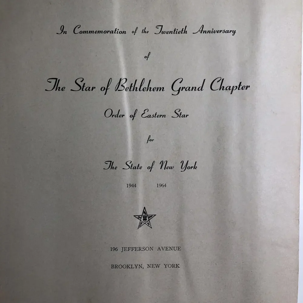 1944 1964 Book Of Years Eastern Star Of Bethlehem New York Yearbook Masonic